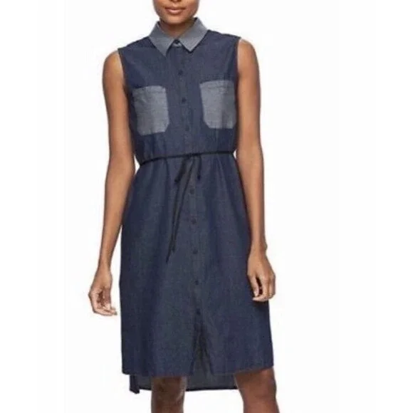Reed Dresses | Reed Womens M Denim Chambray Shirt Dress Sleeveless | Color: Blue | Size: M | Designed2sell's Closet Reed Dresses | Reed Womens M Denim Chambray Shirt Dress Sleeveless | Color: Blue | Size: M | Designed2sell's Closet